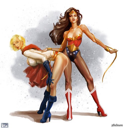 Wanted something like this in the morning - NSFW, Not mine, Dc comics, Wonder Woman, Power Girl