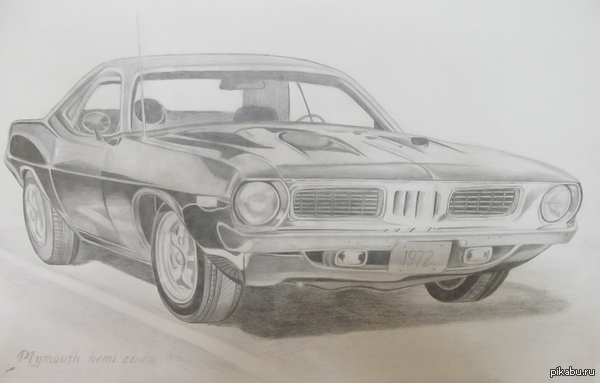 In support of the tag mine - My, Creation, Drawing, Muscle car, Plymouth hemi cuda