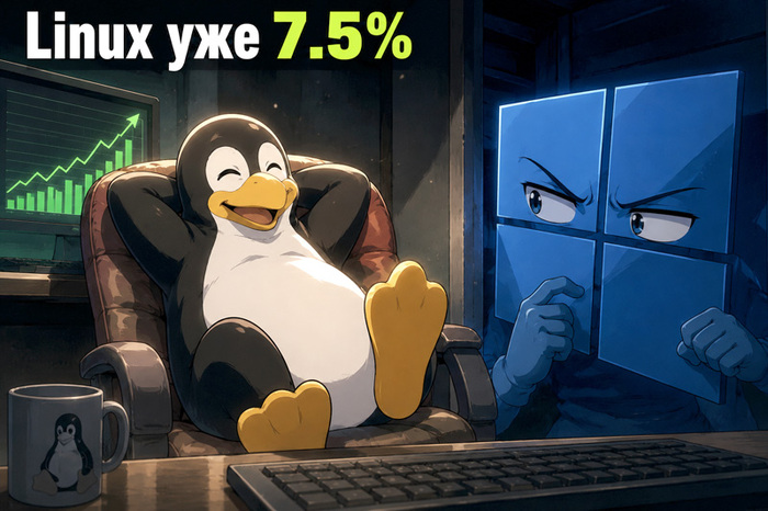 Мировая доля десктопного Linux достигла рекордных 7,5%