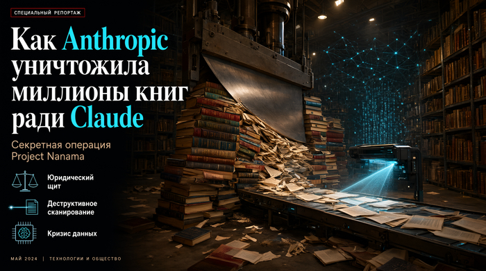 Как Anthropic уничтожила миллионы книг ради Claude: Секретная операция Project Panama