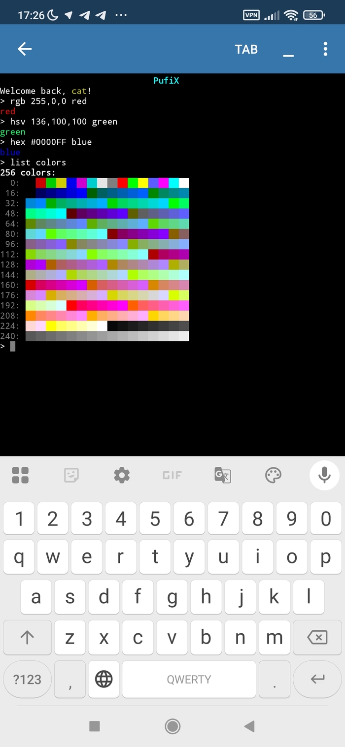 ����� "rgbhsvhex"