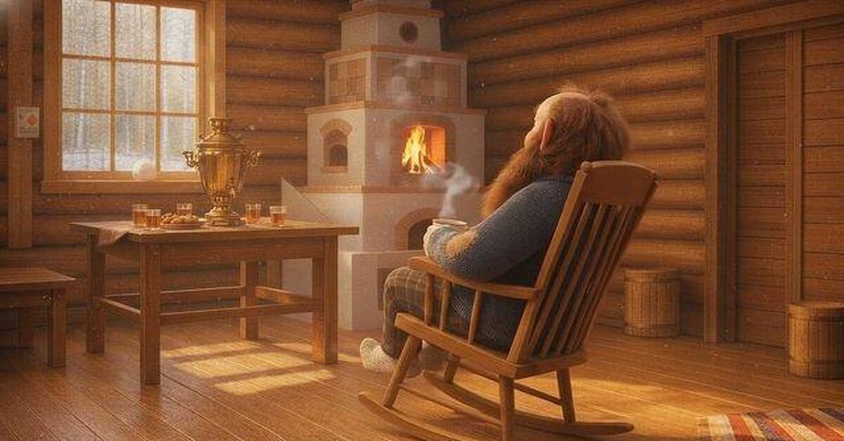 It's time for some cozy ASMR with Grandpa ^_^ - Series Reposts of Grandpa Shuriks anecdotes, Neural Network Content, Rutube, ASMR, Grandfather, Izba, Rocking chair, Fire, Samovar, Calmness, Relaxation, Meditation, Video, Repost