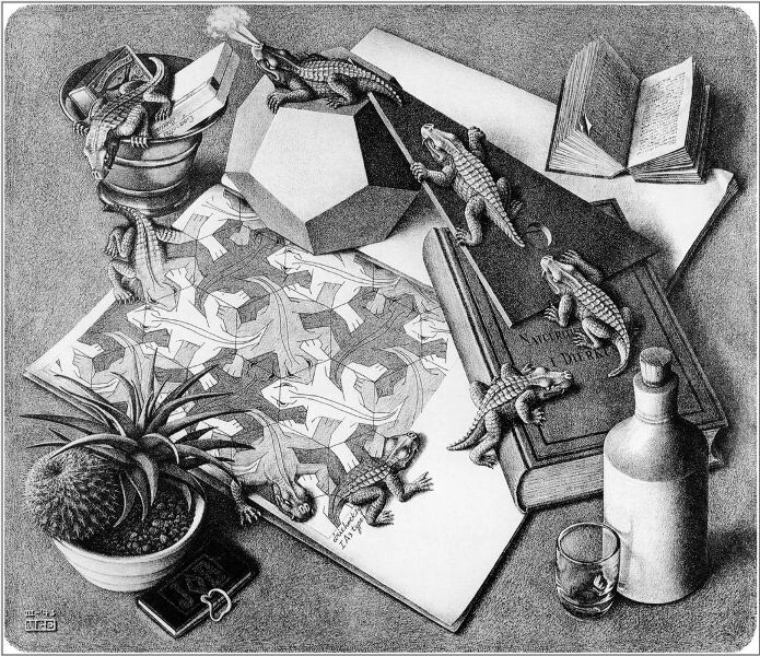 Литография «Рептилии» Маурица Корнелиса Эшера, созданная в марте 1943 года