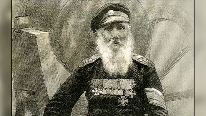 Легендарный солдат Василий Кочетков, прошедший десять войн. Рисунок Петра Бореля. "Всемирная иллюстрация" № 1249 от 1 января 1893 года