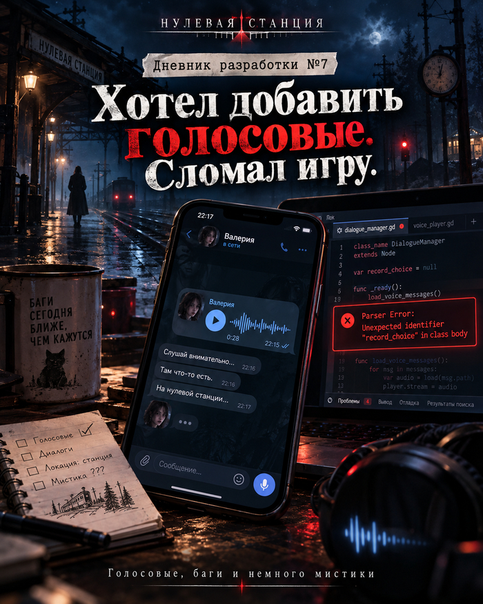 Дневник разработки №7. Хотел добавить голосовые. Сломал игру