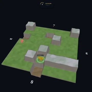 Тактическая PvP-игра 1 на 1 на сетке 7×7. Меняй рельеф, строй стены, рой ловушки. Каждые 5 ходов — ветер сдувает, дождь затапливает. Перехитри соперника или погибни. Быстрые матчи, глубокая стратегия. (скриншот 5)