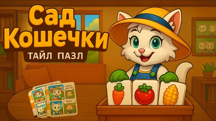 Сад Кошечки: Тайл Пазл на Пикабу Игры