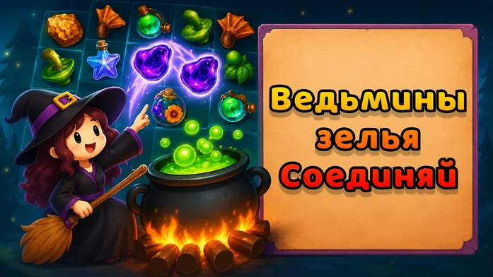 Ведьмины зелья Соединяй на Пикабу Игры